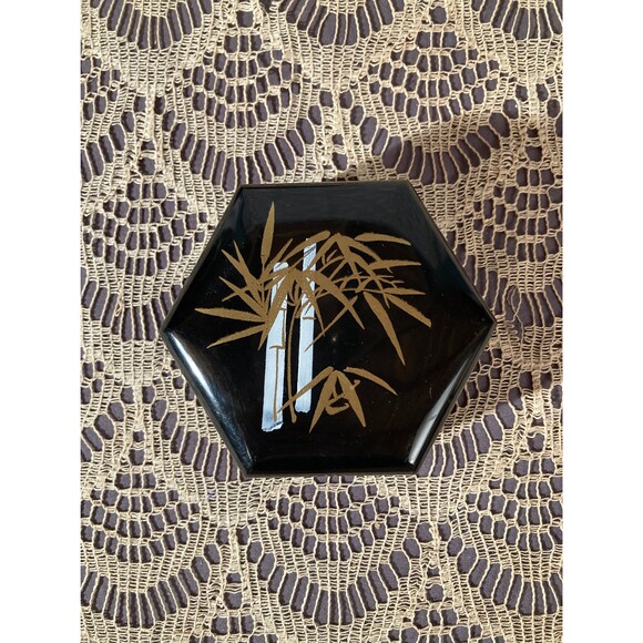 Vintage 1980s Set of 3 Asian Lacquer Boxes 80s Made in Hong Kong Jewelry Boxes - Picture 4 of 8